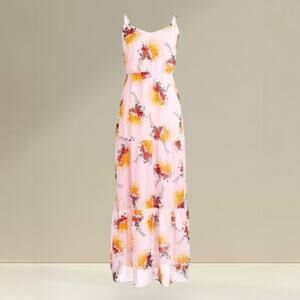 J Crew Mercantile Women's Size 16 Pink Sunburst Tiered Bouquet Floral Maxi Dress